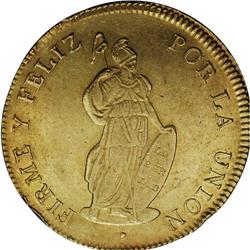 Republic gold 8 Escudos 1833-MM Lima, KM148.1, lightly 