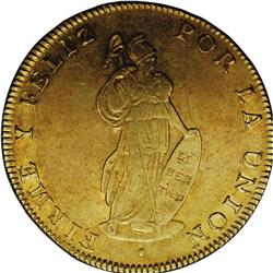 Republic gold 8 Escudos 1827-G Cuzco, KM148.2, lustrous 
