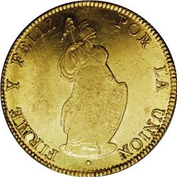 Republic gold 8 Escudos 1845-A Cuzco, KM148.3, choice l 