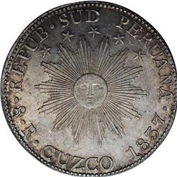 Republic of South Peru 8 Reales 1837-BA Cuzco, KM170, l 
