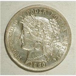 Republic 5 Pesetas - Nice Pair, KM201.2, 1880 Lima B wi 