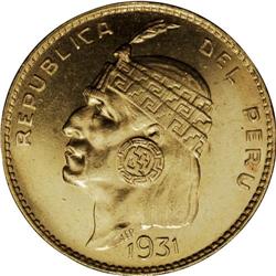 Republic gold 50 Soles 1931, KM219, superb brilliant UN 