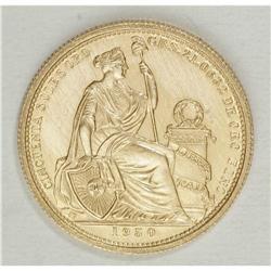 Republic gold 50 Soles 1950, KM230, choice brilliant UN 