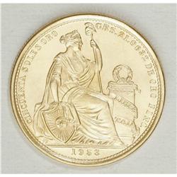 Republic gold 50 Soles 1953, KM230, choice brilliant UN 