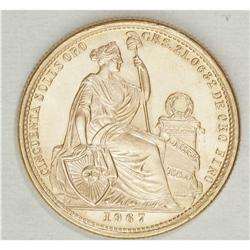 Republic gold 50 Soles 1967, KM230, choice BU. 