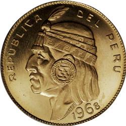 Republic gold 50 Soles 1968, KM219, superb brilliant UN 