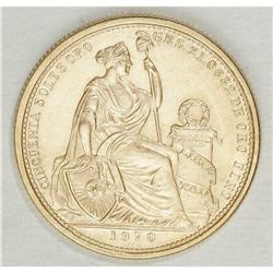 Republic gold 50 Soles 1970, KM230, choice BU, mintage 