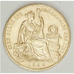 Republic gold 100 Soles 1954, KM231, choice brilliant U 