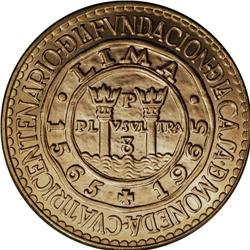 Republic gold 100 Soles 1965, KM243, choice brilliant U 