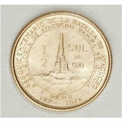 Republic gold Commemorative Pair, KM268 1/2 Sol 1976, c 