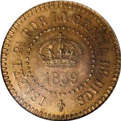 Spanish Philippines. Isabella II pattern bronze 2 Cen 