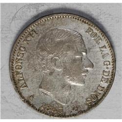 Spanish Philippines. Alfonso XII silver coins 