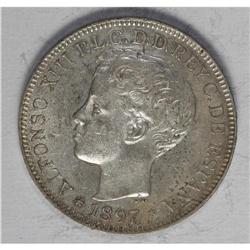 Spanish Philippines. Alfonso XIII silver Peso 1897 