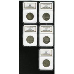 Danzig. NGC Certified Sigismund III 1/4 Talars, five ex 