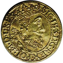 Danzig. Sigismund III gold Ducat 1612, KM5.4, large bus 