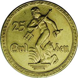 Danzig Free City gold 25 Gulden 1930, KM-150, rare, Cho 