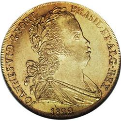 Joao VI gold 6400 Reis (Peca) 1822, Ex: S.M. Damon Coll 