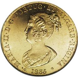 Maria II gold 6400 Reis 1835, Ex: S.M. Damon Collection 