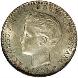 Alfonso XIII 10 Centavos 1896 PGV, KM-21, 