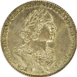 Peter I. Ruble 1724, Diakov-23, Uzd-0617, AU50 PCGS. Bo 
