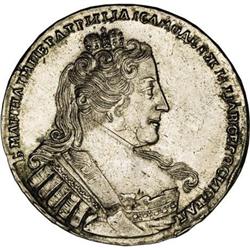 Anna. Rouble 1733, Moscow Bit-67 var., AU58 PCGS. Brigh 