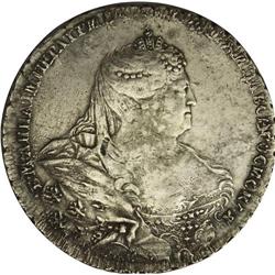 Anna. Rouble 1737, Moscow, Dmitriev''s dies, 5 pearls i 