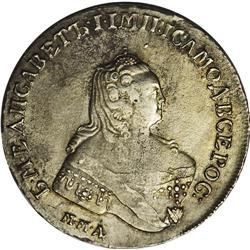 Elizabeth. Rouble 1755 MM?-M?, Bit-136, XF details with 