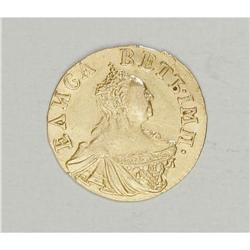 Elizabeth. Gold Poltina (1/2 Rouble) 1756, F-118, lustr 