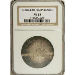 Nicholas I. Rouble 1830 C??-H?, Bit-108, AU58 NGC. Some 