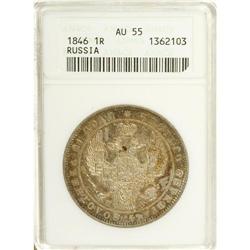 Nicholas I. Rouble 1846 C??-??, Bit-208, AU55 ANACS. We 