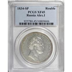 Nicholas I. Alexander I Commemorative Rouble 1834, by H 