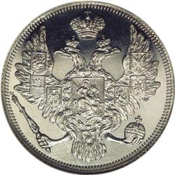 Nicholas I. Platinum 3 Roubles 1836 C??, F-160, Bit-82, 