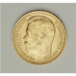 Nicholas II. Gold 15 Roubles 1897 A?, F-177, Bit-2, AU 