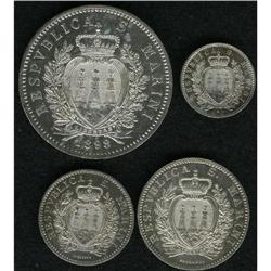 Republic prooflike silver set 1898-R:50 Centesimi KM-3, 