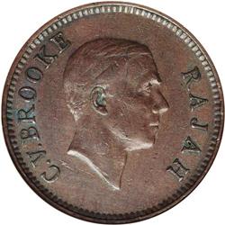 British colonial bronze 1 Cent 1941-H, KM-18, Rajah Cha 