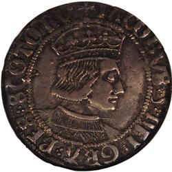James V silver portrait groat,S-5378, 2nd coinage of 15 