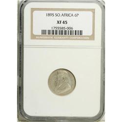 Republic silver Sixpence 1895, KM-4, XF45 NGC, gray ton 