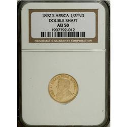 Republic gold Half Pond 1892, KM-9.1, AU50 Double Shaft 