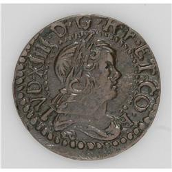 Catalonia. Louis XIIII Sixain 1648, Laureate bust right 