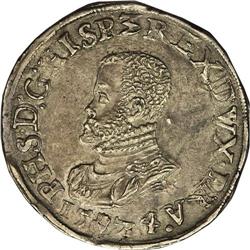 Brabant. Philip II of Spain Ecu 1574 Antwerp (Hand), Da 