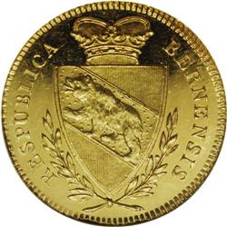 Bern. Gold 2-Ducats 1796, KM-154, MS61 NGC, light scuff 