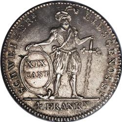 Freiburg. 4-Franken (Thaler) 1813, KM-79, Choice XF, ol 