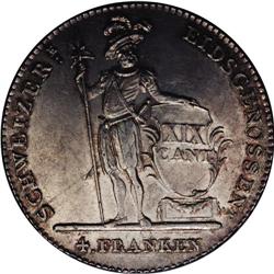 Luzern. 4-Franken (Thaler) 1814, KM-109, Choice AU with 