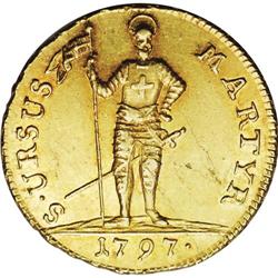 Solothurn. Gold 2-Duplone 1797, KM-61, lustrous XF, bri 