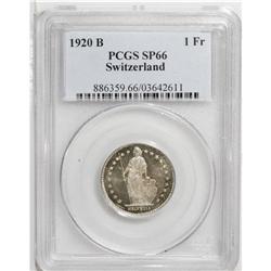 Confederation. Specimen Franc 1920-B, KM-24, SP66 PCGS, 