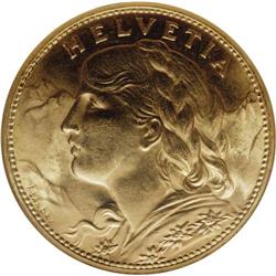 Confederation. Gold 100 Francs 1925-B, KM-39, MS64 NGC, 