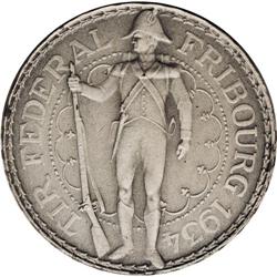 Fribourg. Shooting festival Matte Proof 5-Francs 1934- 