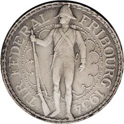 Fribourg. Shooting festival Matte Proof 5-Francs 1934- 