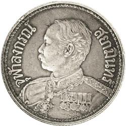 Rama V 1 Baht RS 127 (1908), KM-Y39, AU50 NGC. Well str 