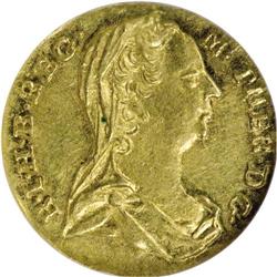 Maria Theresa gold Quarter Ducat 1780, KM-649, MS61 NGC 